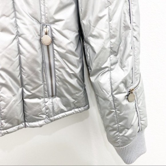STEVE MADDEN Silver Metallic Puffer Jacket Coat Size M - Picture 4 of 7